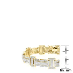 Pave Real Diamond Bracelet For Men 10K Yellow Gold 3.18ct 13 Pave Real Diamond Bracelet For Men 10K Yellow Gold 3.18ct -Invicta Jewelry Store pave real diamond bracelet for men 10k gold 318ct rulerye