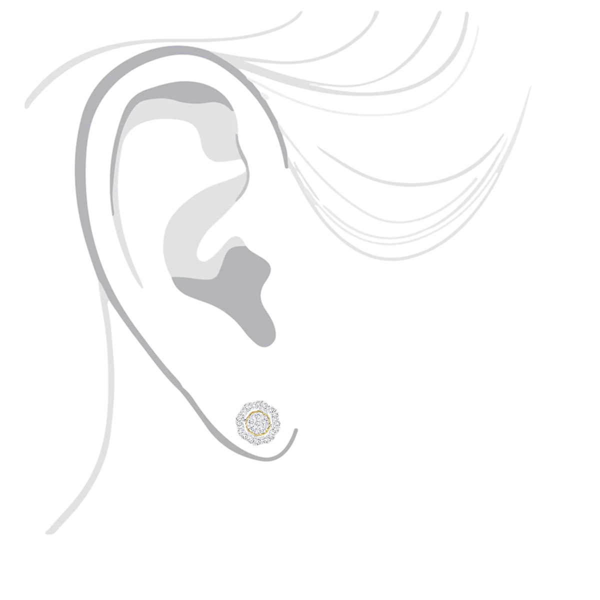 Pave Round Diamond Earrings 0.28ct 10K Yellow Gold 7 Pave Round Diamond Earrings 0.28ct 10K Yellow Gold - Image 5