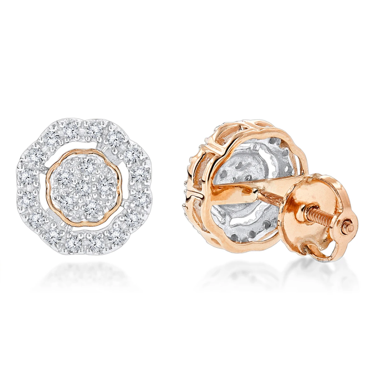 Pave Round Diamond Earrings 0.28ct 10K Yellow Gold 5 Pave Round Diamond Earrings 0.28ct 10K Yellow Gold - Image 3