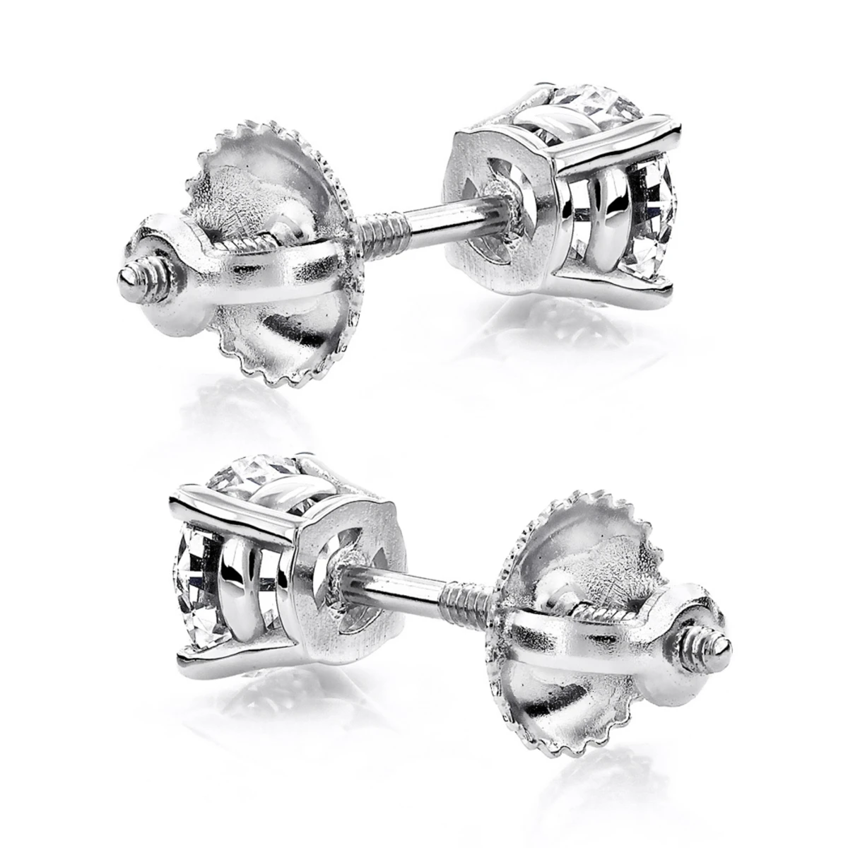 Platinum Diamond Stud Earrings With Round Diamonds 0.50ct 4 Platinum Diamond Stud Earrings With Round Diamonds 0.50ct - Image 2