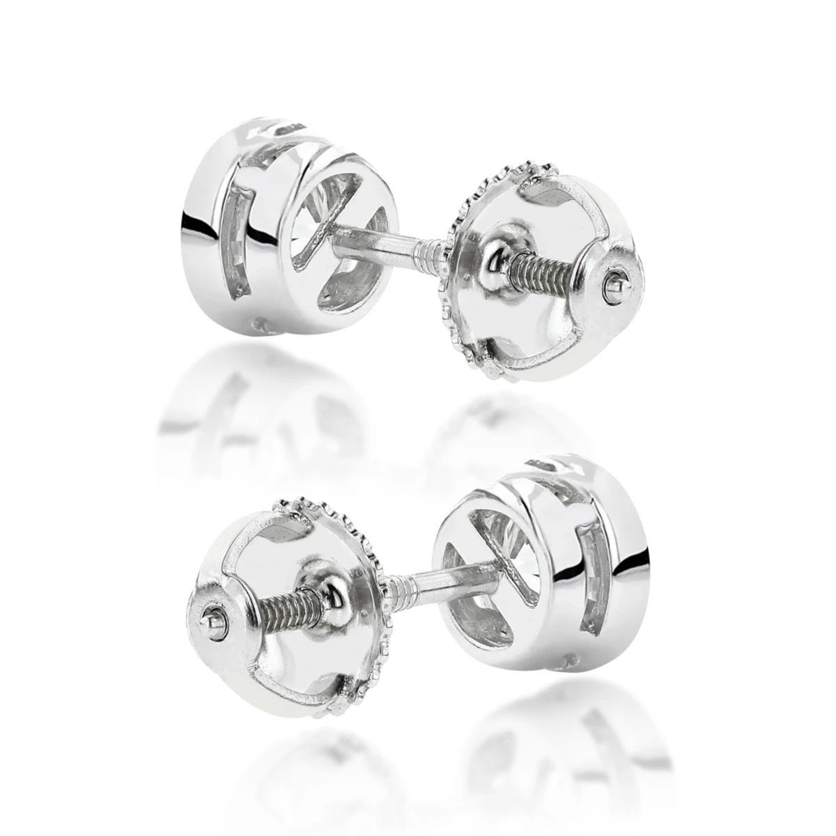 Platinum Round Diamond Bezel Stud Earrings 0.50ct 4 Platinum Round Diamond Bezel Stud Earrings 0.50ct - Image 2