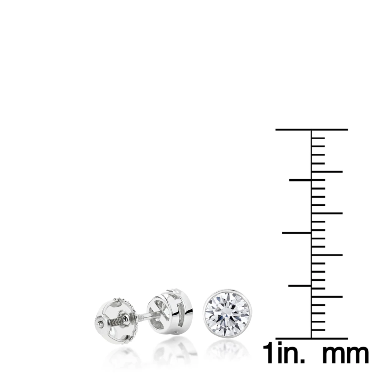 Platinum Round Diamond Bezel Stud Earrings 1.50ct 6 Platinum Round Diamond Bezel Stud Earrings 1.50ct - Image 4