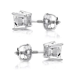 Invicta Jewelry Store -Invicta Jewelry Store platinum solitaire princess cut diamond stud earrings 025ct backwh