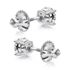 Invicta Jewelry Store -Invicta Jewelry Store platinum solitaire round diamond stud earrings 033ct back