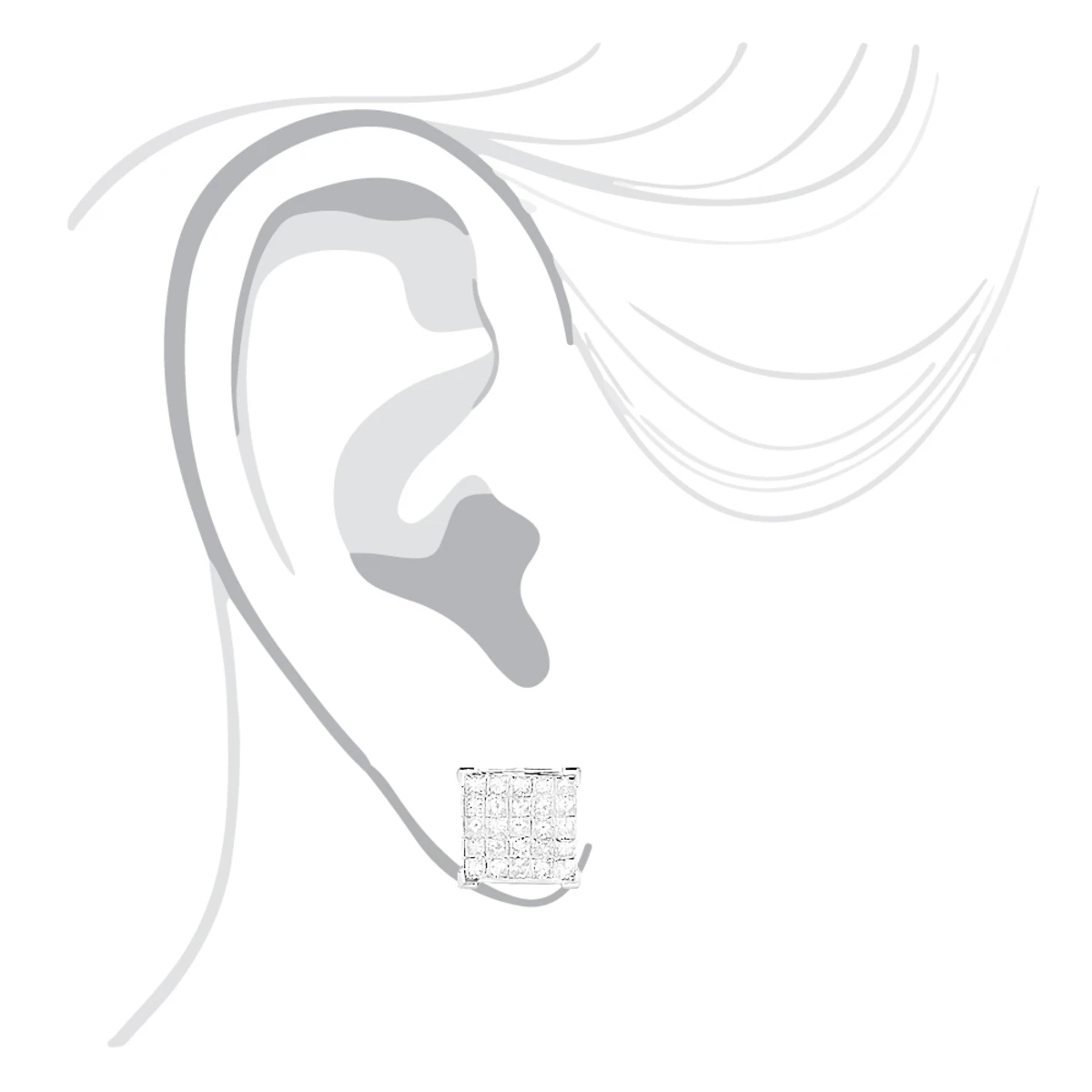 Princess Cut Diamond Earrings Studs 14K White Gold 1.38ct 7 Princess Cut Diamond Earrings Studs 14K White Gold 1.38ct - Image 5