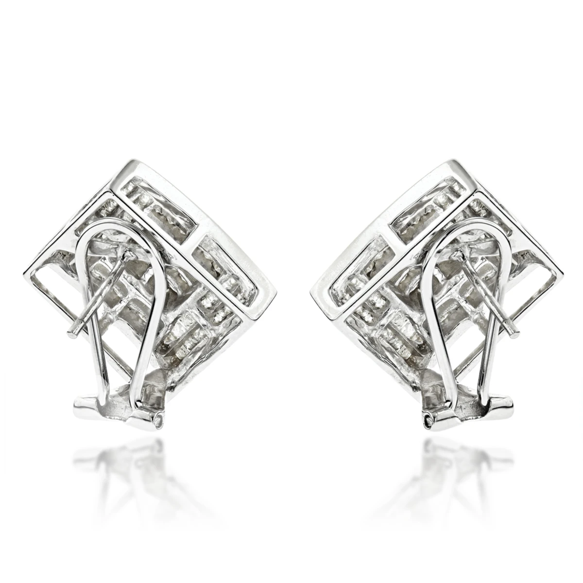 Princess Cut Diamond Earrings 2.50ct 14K White Gold 6 Princess Cut Diamond Earrings 2.50ct 14K White Gold - Image 4