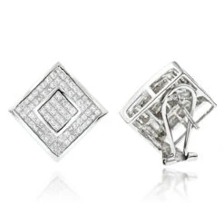 Princess Cut Diamond Earrings 2.50ct 14K White Gold