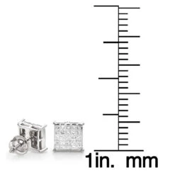 Princess Cut Diamond Earrings Studs Invisible Setting 1.15 -Invicta Jewelry Store princess cut diamond earrings invisible setting 115 p 38040 rulerwh