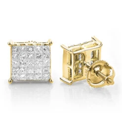Invicta Jewelry Store -Invicta Jewelry Store princess cut diamond earrings invisible setting 115 p 38040 ye
