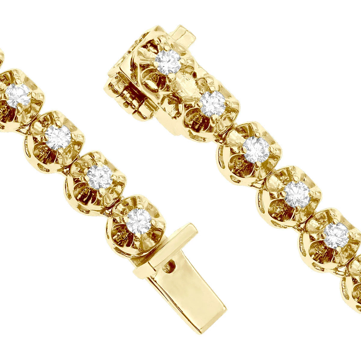 14K Yellow Gold Round Prong Set Diamond Tennis Chain Necklace For Men 13ct 11 14K Yellow Gold Round Prong Set Diamond Tennis Chain Necklace For Men 13ct - Image 9