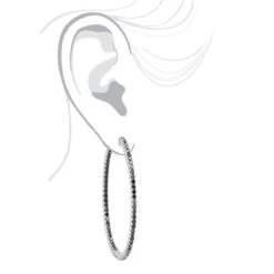 Real 3 Carat Black Diamond 2 Inch Hoop Earrings Inside Out Design 14K White Gold 16 Real 3 Carat Black Diamond 2 Inch Hoop Earrings Inside Out Design 14K White Gold -Invicta Jewelry Store real 3 carat black diamond 2 inch hoop earrings inside out design 14k gold 018012 bodwh