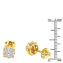 Round Cluster Diamond Earrings Studs 0.75ct 14K Yellow Gold 13 Round Cluster Diamond Earrings Studs 0.75ct 14K Yellow Gold -Invicta Jewelry Store round cluster diamond earrings studs 063ct 14k gold rulerye
