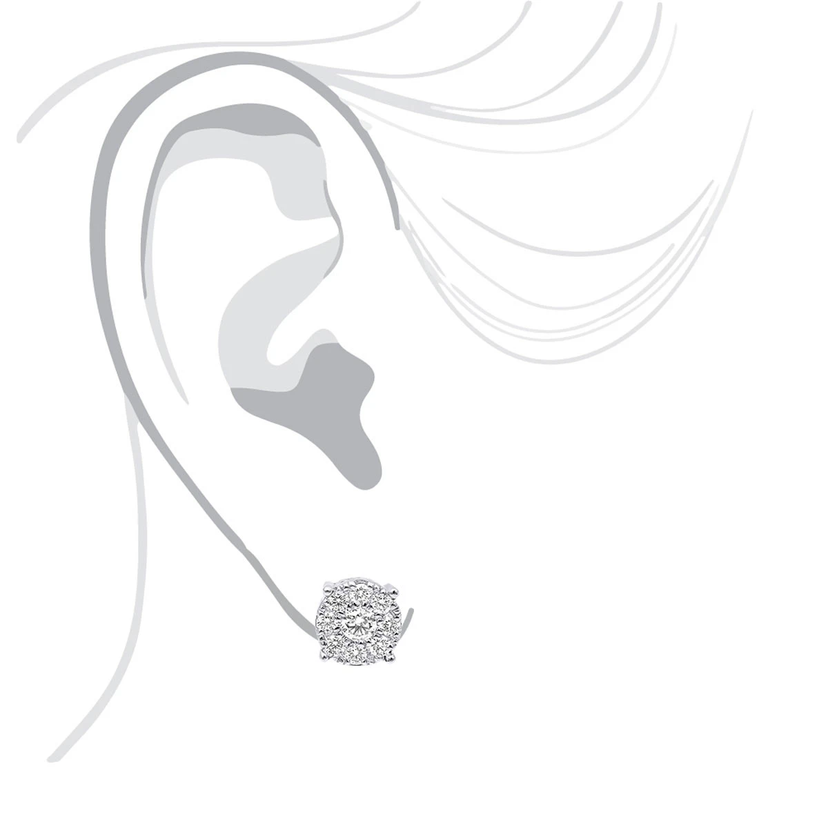 Round Diamond Cluster Stud Earrings 1.61ct 14K Rose Gold 9 Round Diamond Cluster Stud Earrings 1.61ct 14K Rose Gold - Image 7