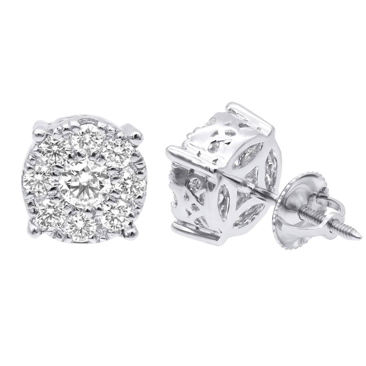 Round Diamond Cluster Stud Earrings 1.61ct 14K Rose Gold 4 Round Diamond Cluster Stud Earrings 1.61ct 14K Rose Gold - Image 2