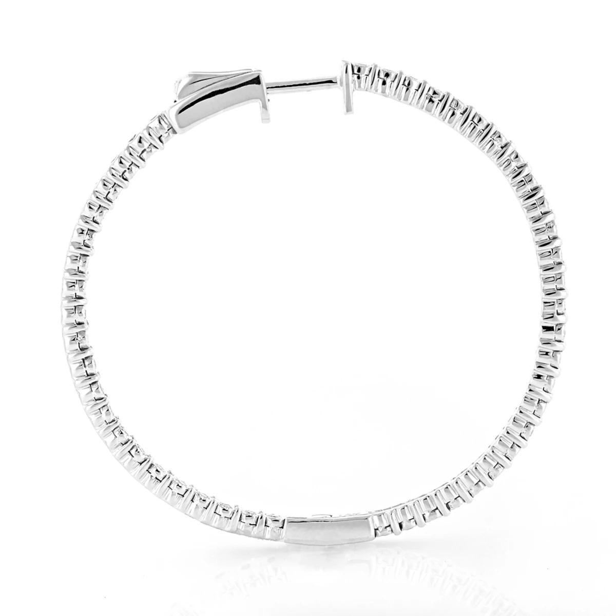 Round Diamond Hoop Earrings 0.6ct Inside Out 14K White Gold 1 3/4 Inches 4 Round Diamond Hoop Earrings 0.6ct Inside Out 14K White Gold 1 3/4 Inches - Image 2