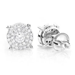 Round Diamond Stud Earrings 0.6ct 14K White Gold