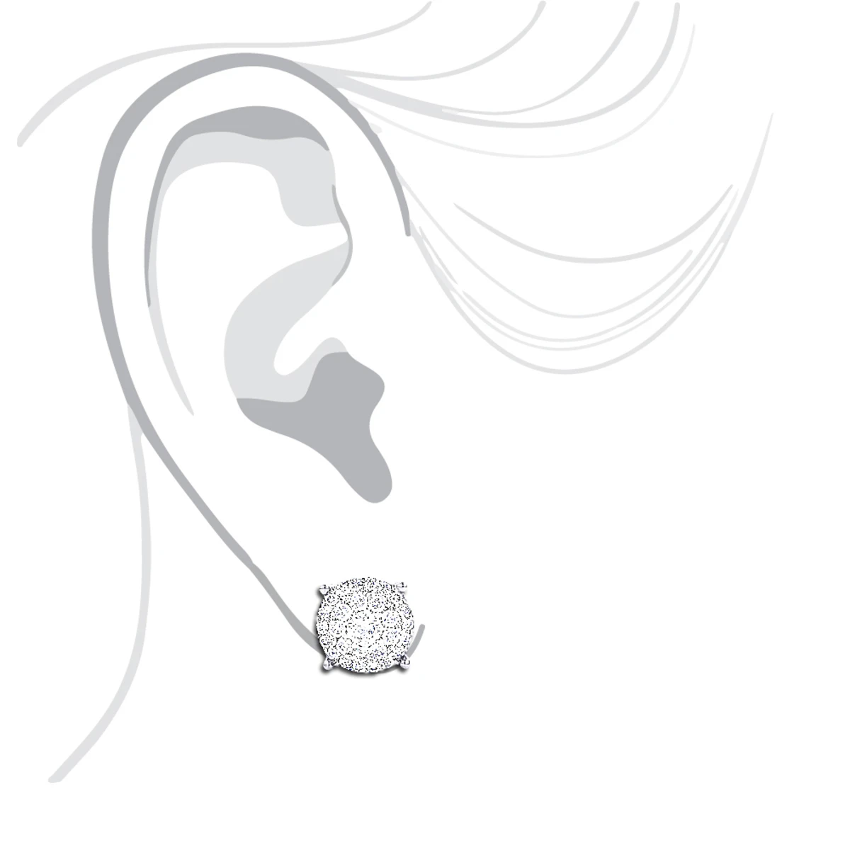 Round Diamond Stud Earrings 14K Rose Gold 0.76ct Pave Cluster Design 5 Round Diamond Stud Earrings 14K Rose Gold 0.76ct Pave Cluster Design - Image 3