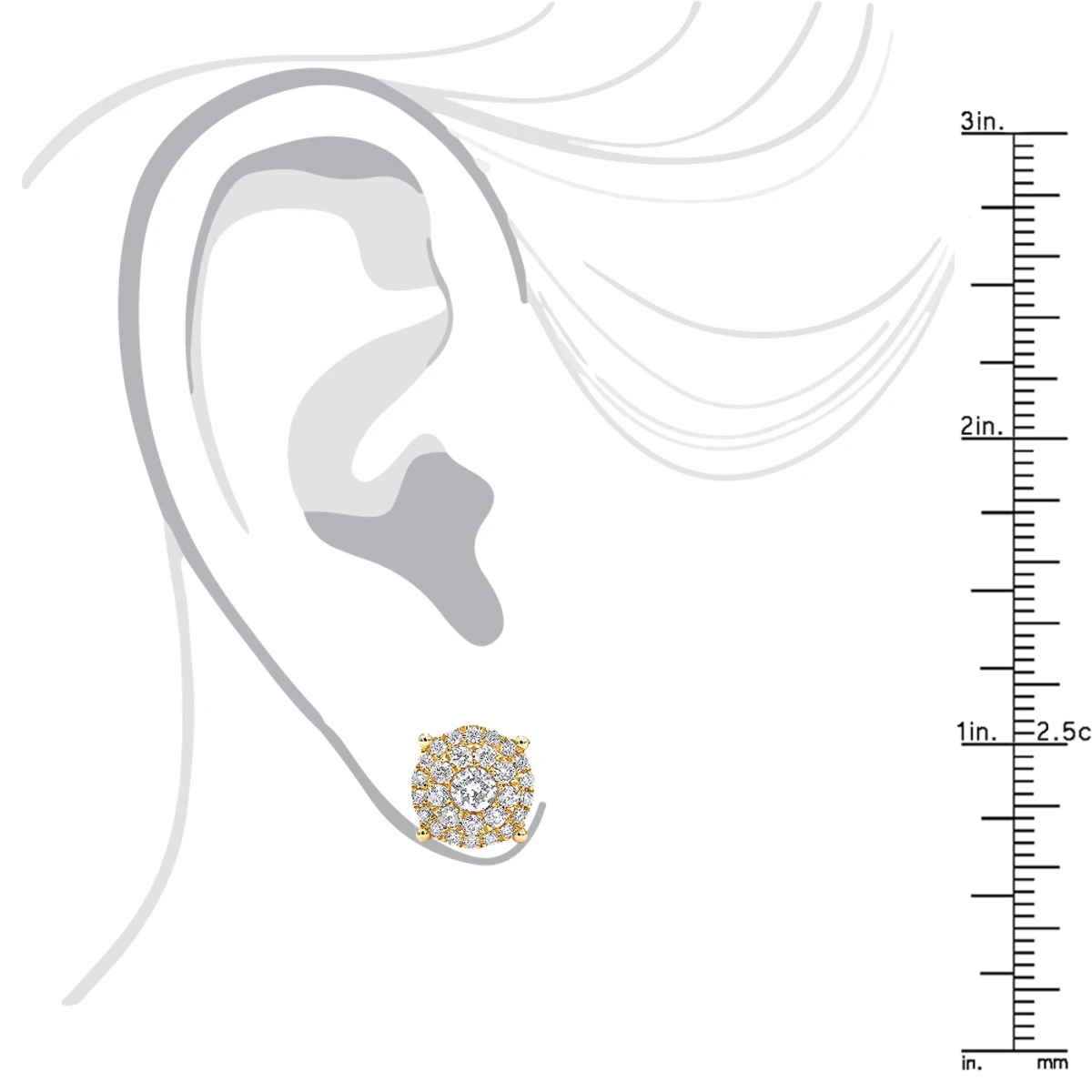 Round Diamond Stud Earrings 14K Rose Gold 0.76ct Pave Cluster Design 11 Round Diamond Stud Earrings 14K Rose Gold 0.76ct Pave Cluster Design - Image 9