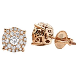 Round Diamond Stud Earrings 14K Rose Gold 0.76ct Pave Cluster Design 16 Round Diamond Stud Earrings 14K Rose Gold 0.76ct Pave Cluster Design -Invicta Jewelry Store round diamond stud earrings 14k gold 076ct pave cluster design ro