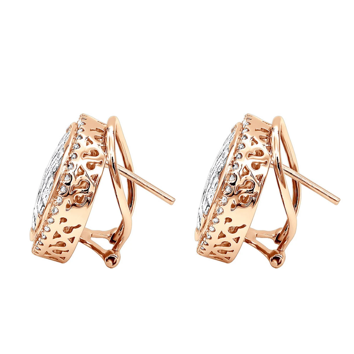 Round Princess Cut Diamond Stud Earrings 2.82ct 14K White Gold 8 Round Princess Cut Diamond Stud Earrings 2.82ct 14K White Gold - Image 6