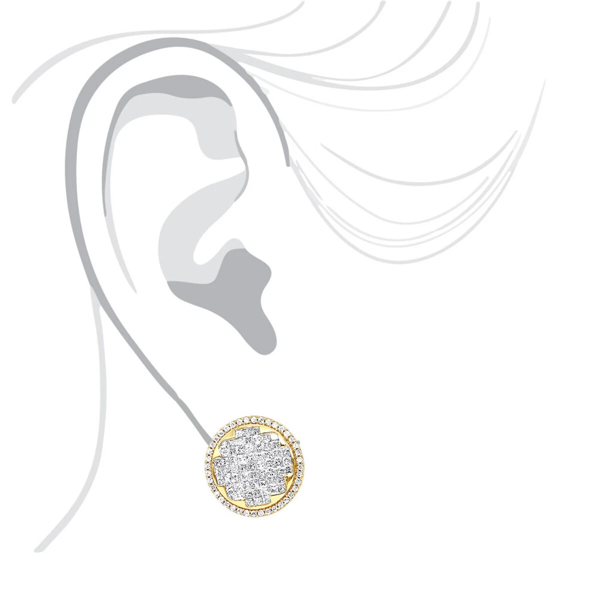 Round Princess Cut Diamond Stud Earrings 2.82ct 14K White Gold 10 Round Princess Cut Diamond Stud Earrings 2.82ct 14K White Gold - Image 8