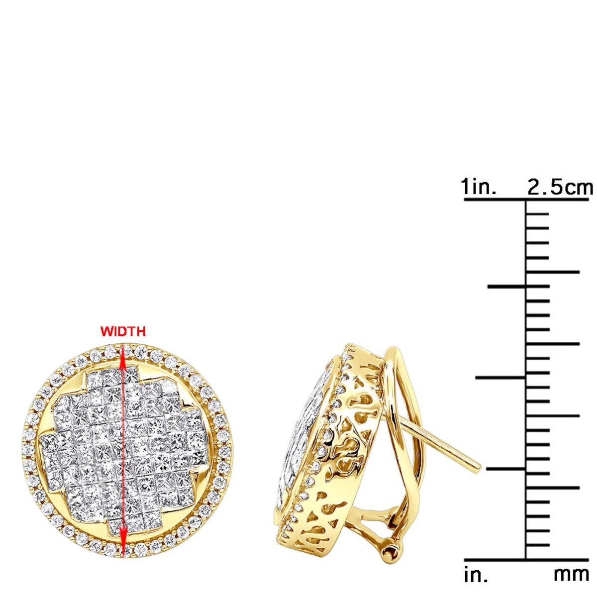 Round Princess Cut Diamond Stud Earrings 2.82ct 14K White Gold 13 Round Princess Cut Diamond Stud Earrings 2.82ct 14K White Gold - Image 11