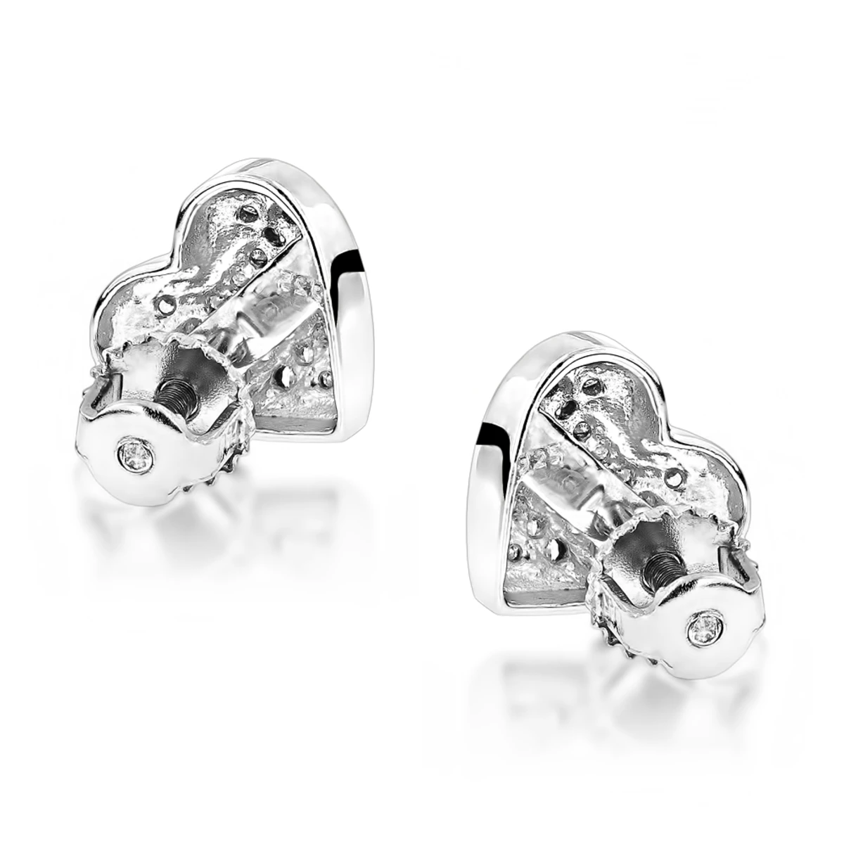 Silver White Blue Yellow Diamond Heart Earrings .35ct 4 Silver White Blue Yellow Diamond Heart Earrings .35ct - Image 2