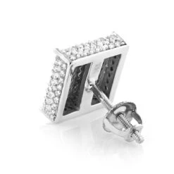 Single 10K White Gold Square Men's Diamond Stud Earring 0.6ct Pave Diamonds 10 Single 10K White Gold Square Men's Diamond Stud Earring 0.6ct Pave Diamonds -Invicta Jewelry Store single 10k gold square mens diamond stud earring 06ct pave diamonds backwh