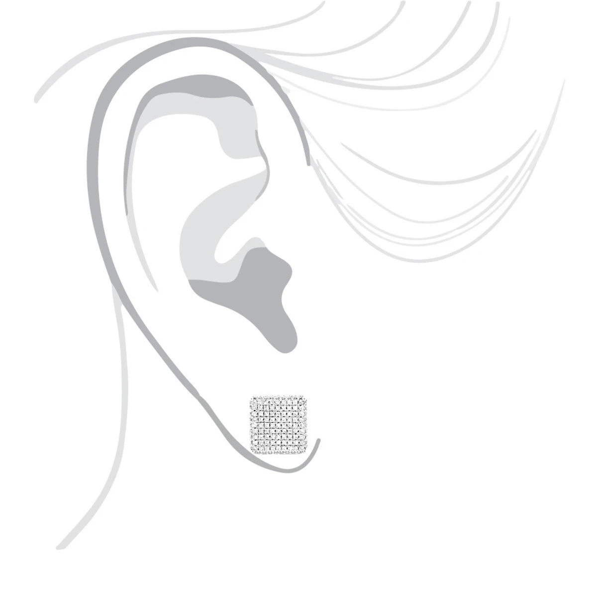 Single 10K White Gold Square Men's Diamond Stud Earring 0.6ct Pave Diamonds 7 Single 10K White Gold Square Men's Diamond Stud Earring 0.6ct Pave Diamonds - Image 5