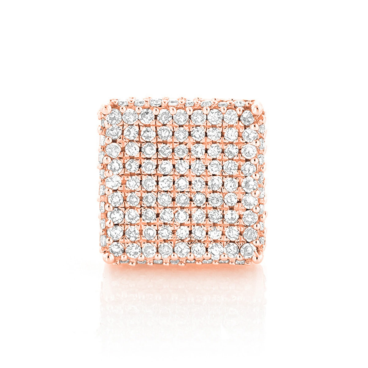 Single 10K White Gold Square Men's Diamond Stud Earring 0.6ct Pave Diamonds 5 Single 10K White Gold Square Men's Diamond Stud Earring 0.6ct Pave Diamonds - Image 3