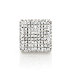 Single 10K White Gold Square Men's Diamond Stud Earring 0.6ct Pave Diamonds