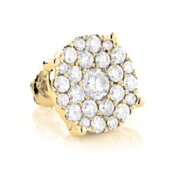 Single Oversized Cluster Men's 18K Rose Gold Round Diamond Stud Earring 2ct -Invicta Jewelry Store single oversized cluster mens 18k gold round diamond stud earring 2ct 7