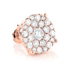 Single Oversized Cluster Men's 18K Rose Gold Round Diamond Stud Earring 2ct -Invicta Jewelry Store single oversized cluster mens 18k gold round diamond stud earring 2ct 8