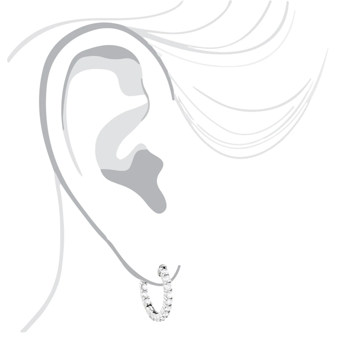 Small 14K White Gold Inside Out Diamond Hoop Earrings 1.79ct 7 Small 14K White Gold Inside Out Diamond Hoop Earrings 1.79ct - Image 5