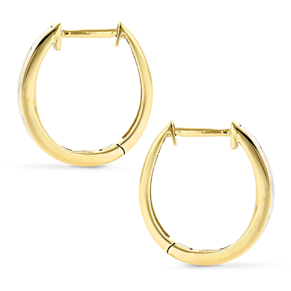 Small 14K Yellow Gold Princess Cut Diamond Hoop Earrings 0.6ct Luxurman Huggies 6 Small 14K Yellow Gold Princess Cut Diamond Hoop Earrings 0.6ct Luxurman Huggies - Image 4