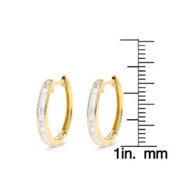 Small 14K Yellow Gold Princess Cut Diamond Hoop Earrings 0.6ct Luxurman Huggies 13 Small 14K Yellow Gold Princess Cut Diamond Hoop Earrings 0.6ct Luxurman Huggies -Invicta Jewelry Store small 14k gold princess cut diamond hoop earrings 06ct luxurman huggies ruler