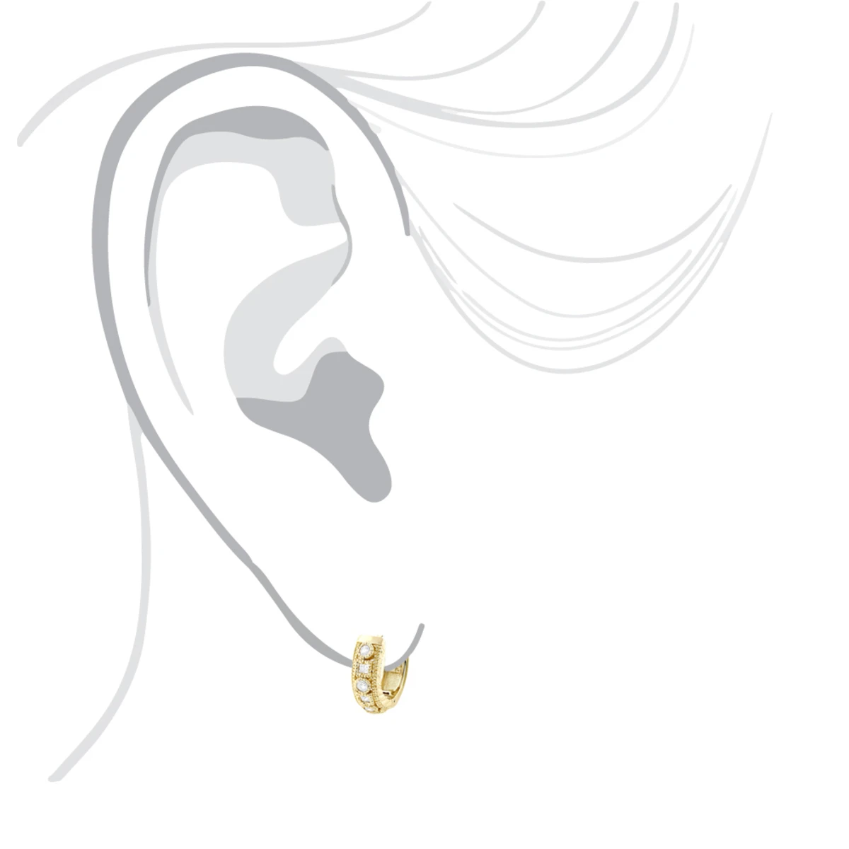 Small Diamond Hoop Earrings 1/2ct 14K Yellow Gold Huggies 6 Small Diamond Hoop Earrings 1/2ct 14K Yellow Gold Huggies - Image 4