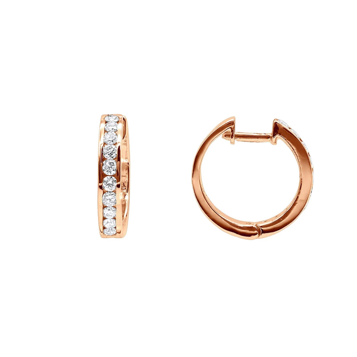 Small Diamond Hoop Earrings For Men And Women 1/2ct Huggies 14K Yellow Gold 15mm 5 Small Diamond Hoop Earrings For Men And Women 1/2ct Huggies 14K Yellow Gold 15mm - Image 3