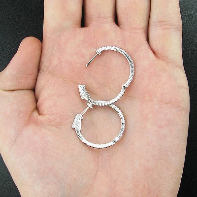 Small Diamond Hoops 14K White Gold Diamond Hoop Earrings 0.55ct 4 Small Diamond Hoops 14K White Gold Diamond Hoop Earrings 0.55ct - Image 2