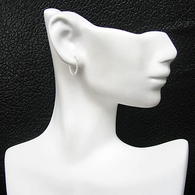 Small Diamond Hoops 14K White Gold Diamond Hoop Earrings 0.55ct 5 Small Diamond Hoops 14K White Gold Diamond Hoop Earrings 0.55ct - Image 3