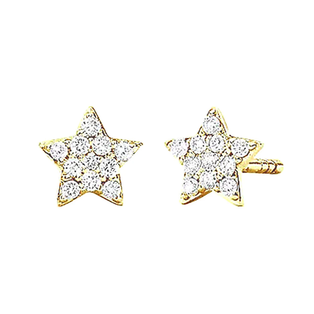 Small Diamond Star Earrings Studs 14K Yellow Gold 0.1ct 3 Small Diamond Star Earrings Studs 14K Yellow Gold 0.1ct