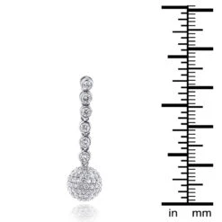 Small 14K White Gold En Globes Diamond Dangle Earrings 2.50ct -Invicta Jewelry Store small golden globes diamond dangle earrings 250ct p 6156 ruler