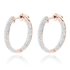 Small Inside Out Diamond Hoop Earrings 1.16ct 14K White Gold 10 Small Inside Out Diamond Hoop Earrings 1.16ct 14K White Gold -Invicta Jewelry Store small hoop diamond earrings 116ct 14k ro