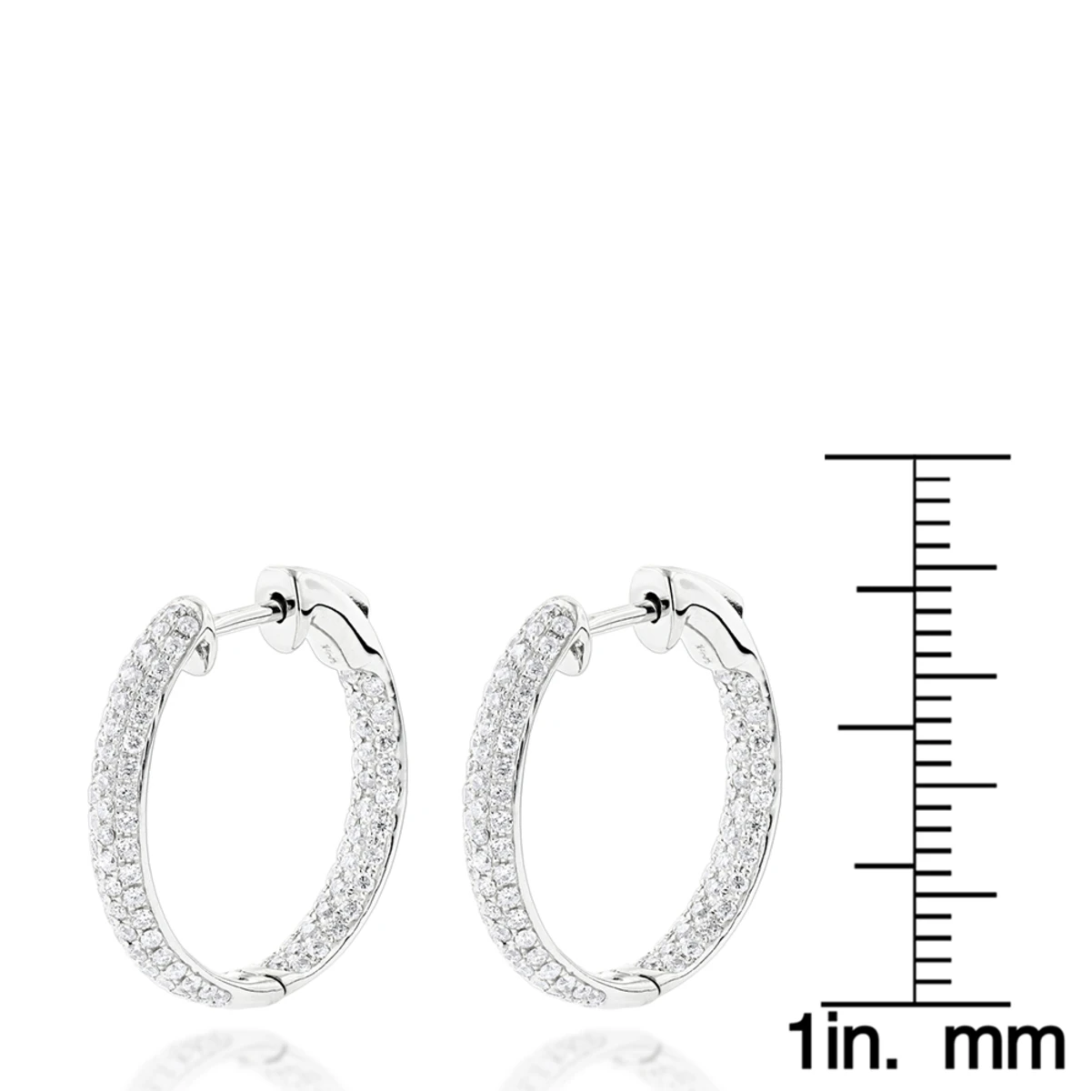 Small Inside Out Diamond Hoop Earrings 1.16ct 14K White Gold 8 Small Inside Out Diamond Hoop Earrings 1.16ct 14K White Gold - Image 6