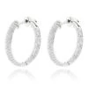 Small Inside Out Diamond Hoop Earrings 1.16ct 14K White Gold -Invicta Jewelry Store small hoop diamond earrings 116ct 14k wh