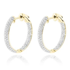 Small Inside Out Diamond Hoop Earrings 1.16ct 14K White Gold 9 Small Inside Out Diamond Hoop Earrings 1.16ct 14K White Gold -Invicta Jewelry Store small hoop diamond earrings 116ct 14k ye