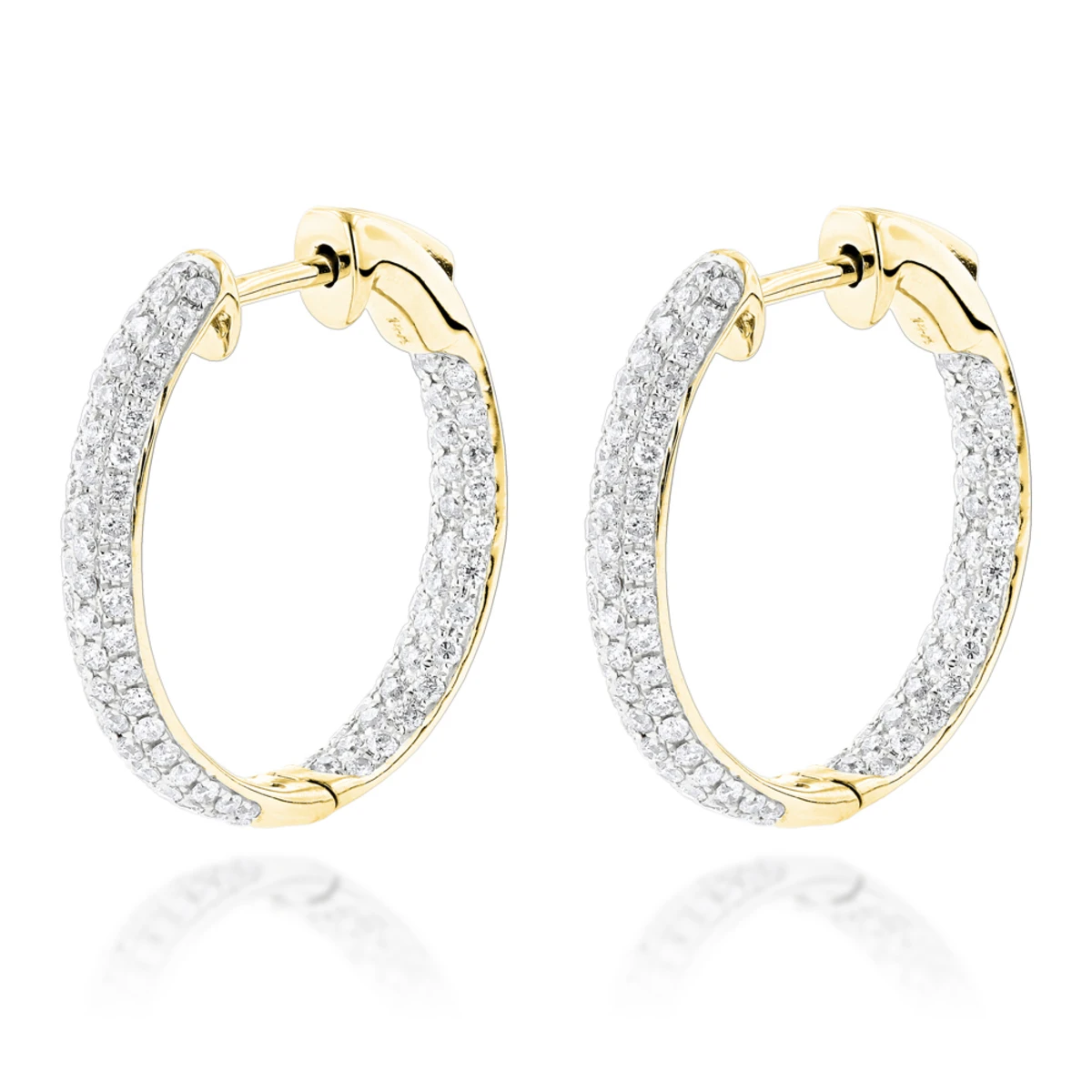 Small Inside Out Diamond Hoop Earrings 1.16ct 14K White Gold 4 Small Inside Out Diamond Hoop Earrings 1.16ct 14K White Gold - Image 2