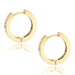 Small 14K Yellow Gold Inside Out Diamond Huggie Earrings 1.2ct 11 Small 14K Yellow Gold Inside Out Diamond Huggie Earrings 1.2ct -Invicta Jewelry Store small hoop earrings 14k gold inside out diamond huggie earrings 12ct backye
