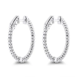 Small Hoops 14K White Gold Diamond Hoop Earrings Inside Out 0.74ct -Invicta Jewelry Store small hoops 14k diamond hoop earrings inside out 074 p 6932 backwh