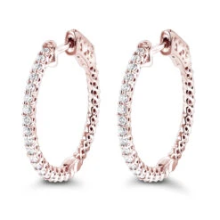Small Hoops 14K White Gold Diamond Hoop Earrings Inside Out 0.74ct -Invicta Jewelry Store small hoops 14k diamond hoop earrings inside out 074 p 6932 ro